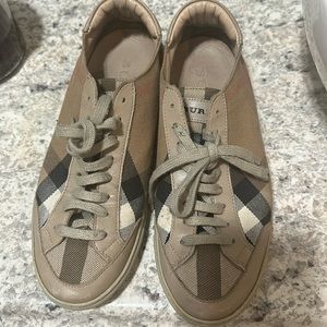 Burberry Beige and Black Checkered Sneakers